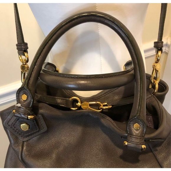 MARC JACOBS Workwear Grey Rolled Top Handles Satchel Crossbody Shoulder Bag - Picture 11 of 16